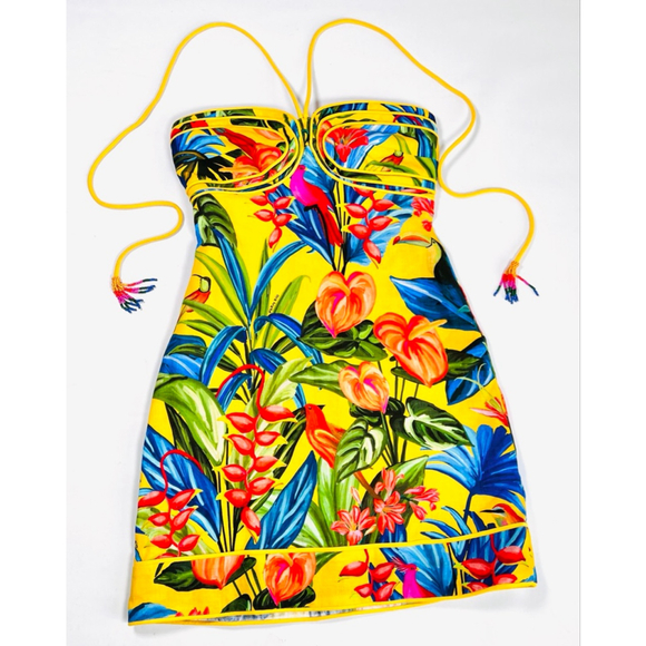 FARM Rio Tropical Yellow Mini Dress - Picture 10 of 12